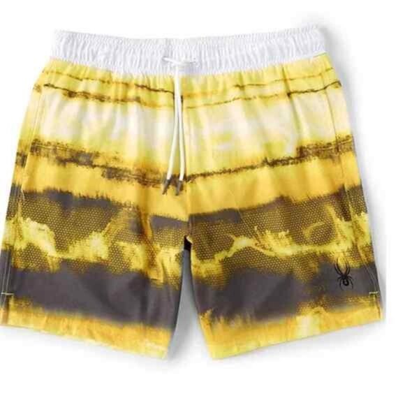 Spyder Men's Swim Trunks Board Shorts 7" Inseam Yellow White - Picture 1 of 6